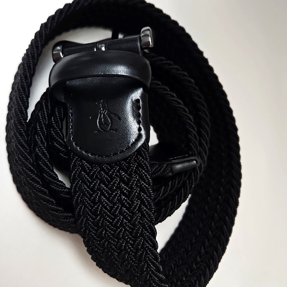 Original Penguin Men's Black Strecht Webbing Leather Belt S